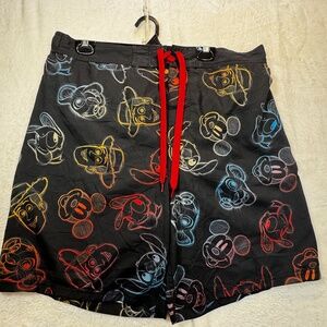 Disney 100 Shorts Mens Size Large Black Neon Mickey Mouse Toy Story Lion King